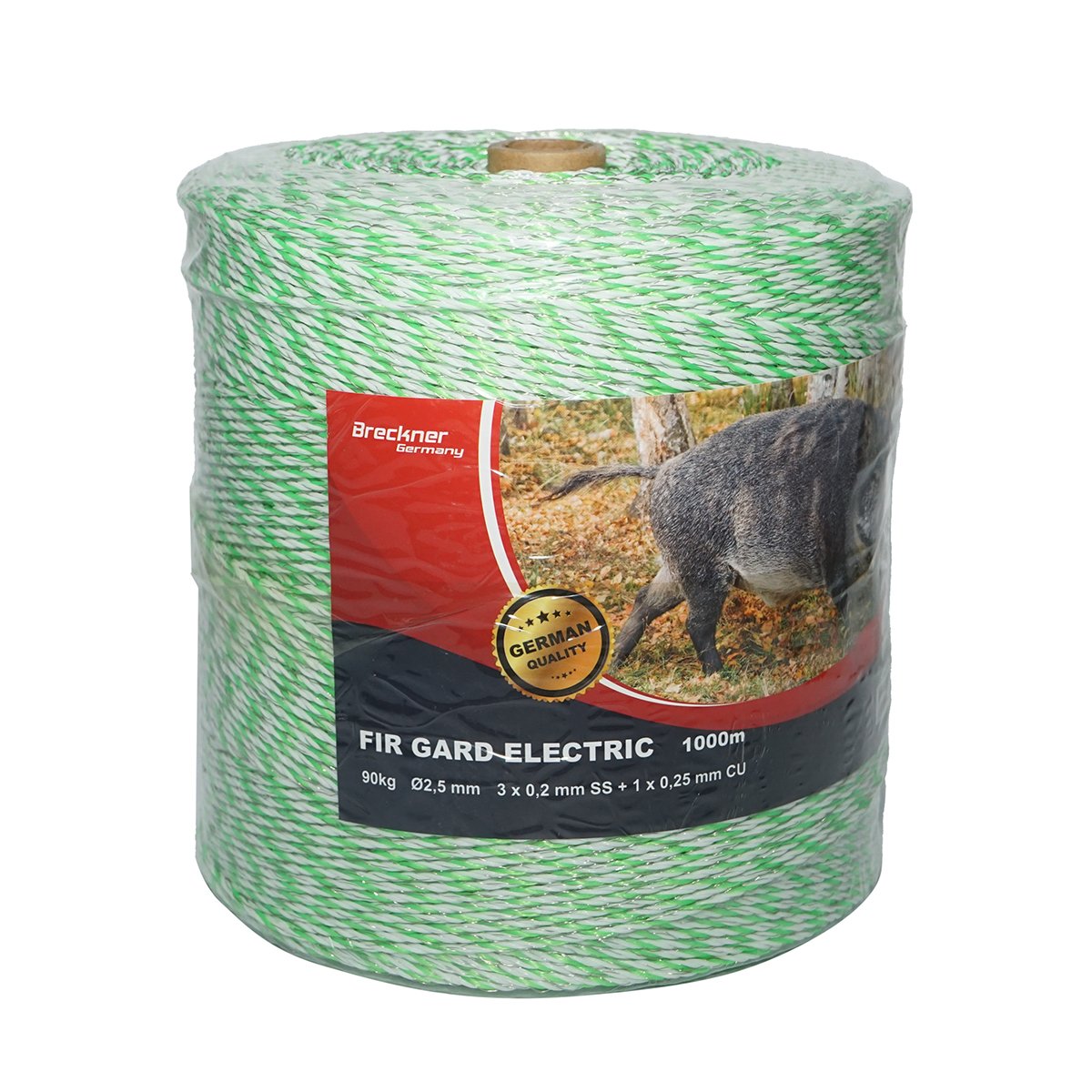 Rola fir verde fluorescent-alb fi 2.5mm 3x0.2mm SS, 1x0.25mm Cu, 1000m gard electric Breckner Germany